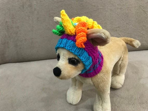 Pet Clothes Hand Knitted Hat Halloween Costume Unicorn Hat for Small Dog Nice Gift
