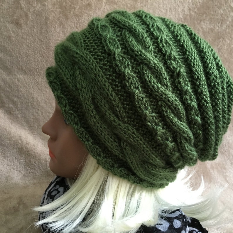 Women Hat Hand Made Slouchy Hat Knit Hat Soft Vegan Yarn Beanie Winter Extra Large Hat Cable Knit Nice Gift