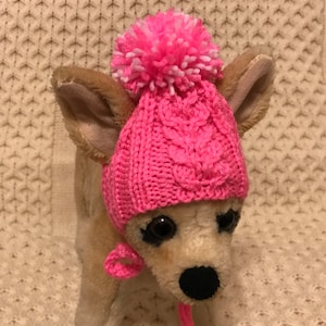 Haustier Kleidung Strickmütze mit Pom Pom für Kleine Hunde Handgestrickt XS; S; XXS Größen Nettes Geschenk
