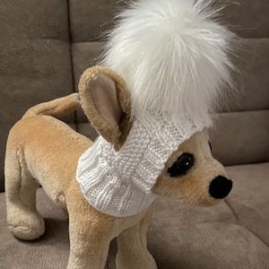 Pet Clothes Apparel Winter Hat with Fur Pom Pom Knit Hat  for Small Dogs Nice Gift
