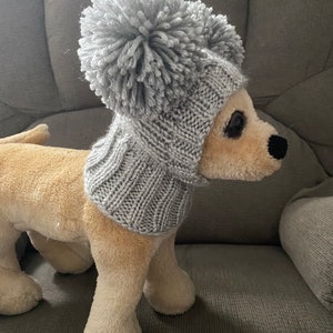 Pet Clothes Apparel Winter Snow Hat Pullover Hoodie Hat with Big Pom Poms for Small Dog Hand Knitted Nice Gift image 3