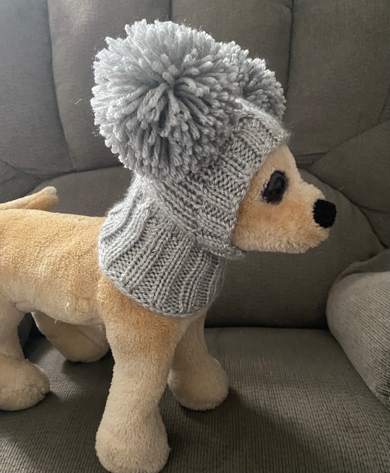 Pet Clothes Apparel Winter Snow Hat Pullover Hoodie Hat with Big Pom Poms for Small Dog Hand Knitted Nice Gift image 3