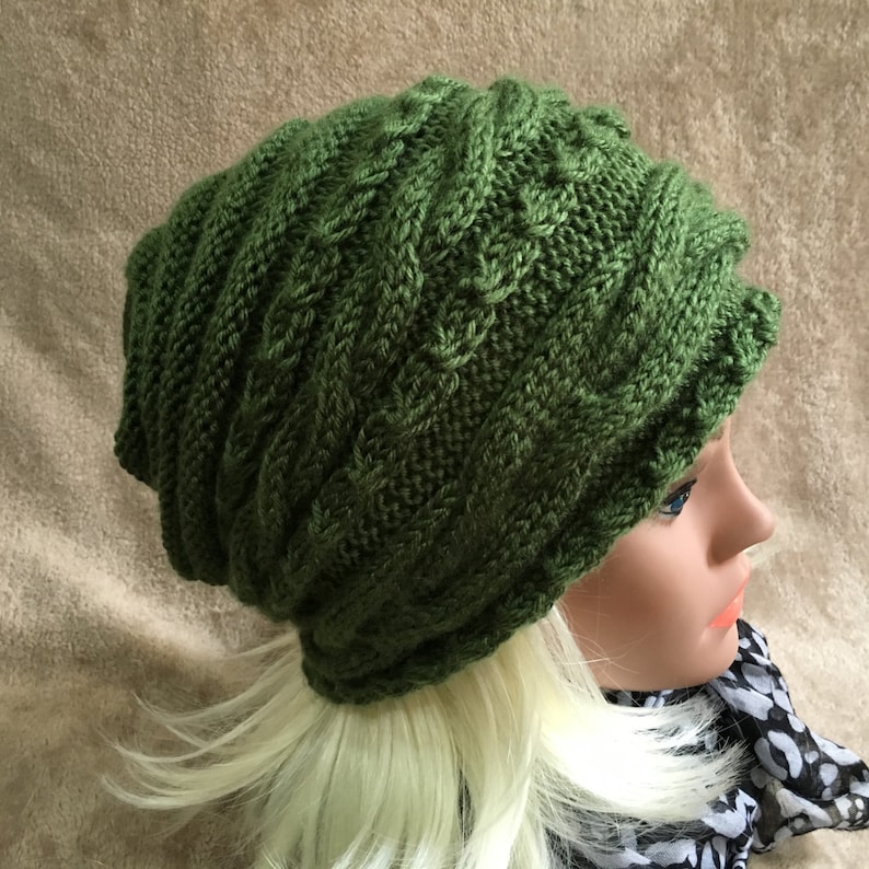 Women Hat Hand Made Slouchy Hat Knit Hat Soft Vegan Yarn Beanie Winter Extra Large Hat Cable Knit Nice Gift