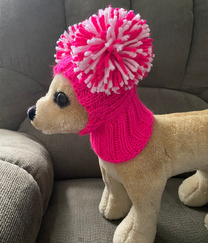 Pet Clothes Apparel Winter Snow Hat Pullover Hoodie Hat with Big Pom Poms for Small Dog Hand Knitted Nice Gift image 6