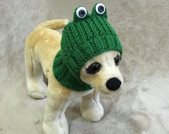 Pet Clothes Apparel Outfit Crochet Halloween Costume Frog Hat  for Small Dog Hand Knitted XS; XXS ;S Sizes Nice Gift