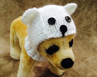 Pet Clothes Apparel Outfit Crochet  Polar Bear Hat  for Small Dog Halloween Hat XS Size Nice Gift
