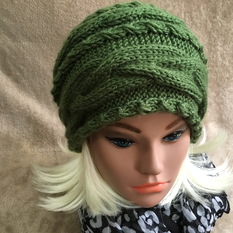Women Hat Hand Made Slouchy Hat Knit Hat Soft Vegan Yarn Beanie Winter Extra Large Hat Cable Knit Nice Gift