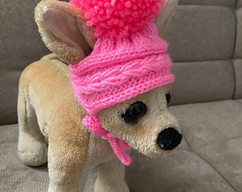 SALE!Pet Clothes Knit Hat with Pom Pom for Small Dog Hand Knitted XS Size Nice Gift