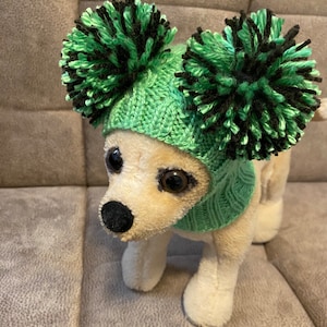 Hand-Knit Dog Hat with Pom Poms: Winter Pet Hoodie