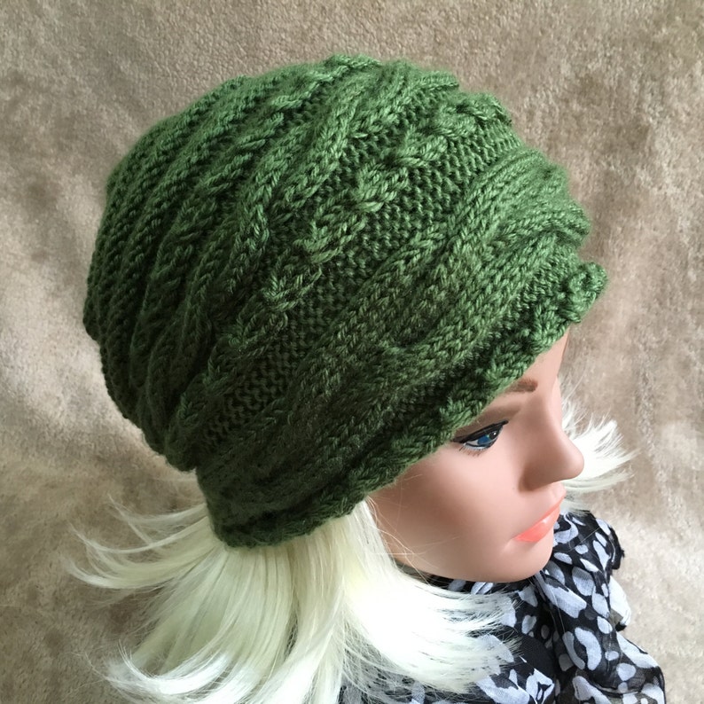 Women Hat Hand Made Slouchy Hat Knit Hat Soft Vegan Yarn Beanie Winter Extra Large Hat Cable Knit Nice Gift