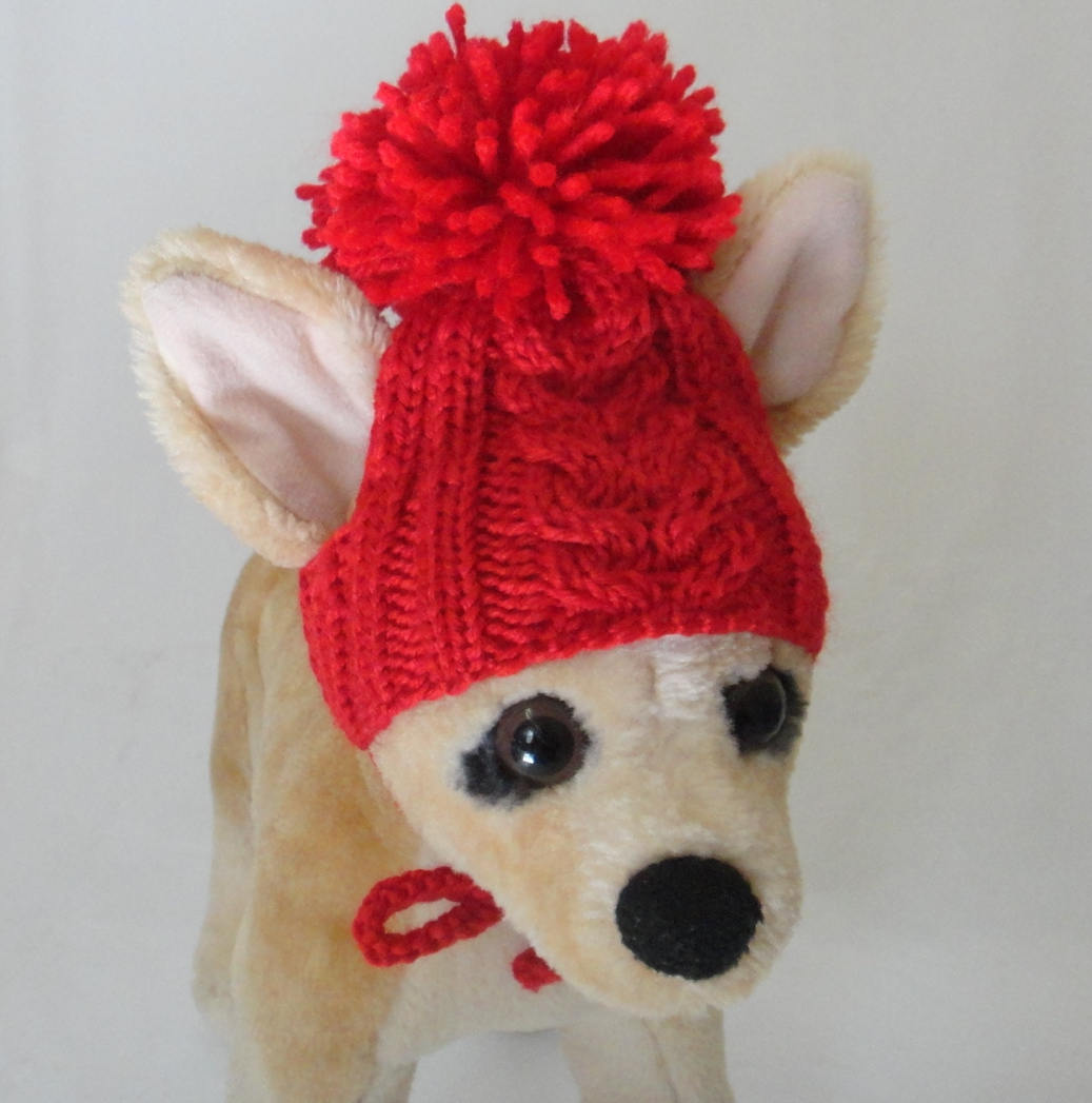 Pet Clothes Hand Knit Hat for Small Dog With Big Pom Pom XS Etsy UK