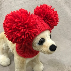 Pet Clothes Apparel Winter Snow Hat Pullover Hoodie Hat with Big Pom Poms for Small Dog Hand Knitted Nice Gift image 8