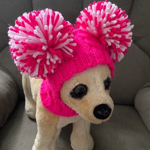 Pet Clothes Apparel Winter Snow Hat Pullover Hoodie Hat with Big Pom Poms for Small Dog Hand Knitted Nice Gift image 4