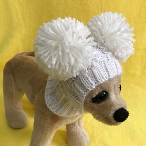 Pet Clothes Apparel Winter Snow Hat Pullover Hoodie Hat with Big Pom Poms for Small Dog Hand Knitted Nice Gift image 7