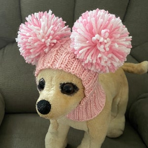 Abbigliamento per animali domestici Cappello invernale da neve Cappello con cappuccio con grandi pompon per cani di piccola taglia Fatto a mano Bel regalo