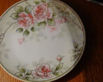 Beautiful Antique Nippon Hand Painted floral plate, gold embossed