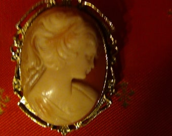 Lovely molded Cameo Brooch, vintage