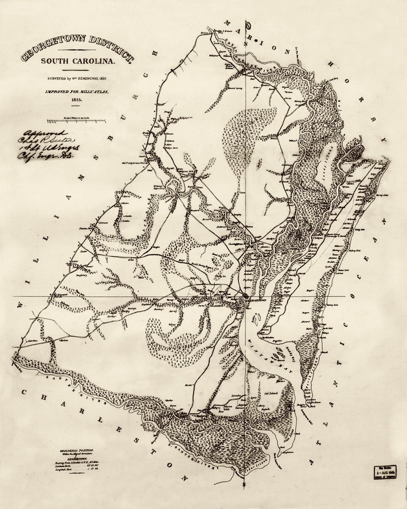 South Carolina Antique Map of District 1820