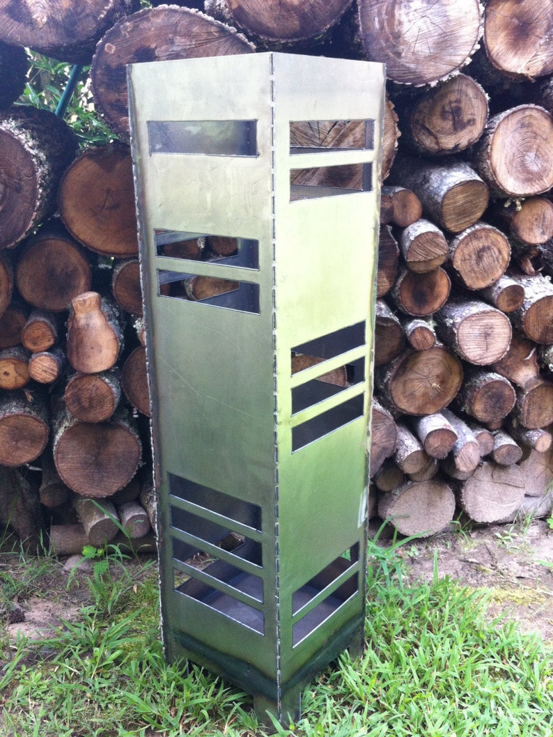 Modern Lines Vertical Fire Pit Etsy