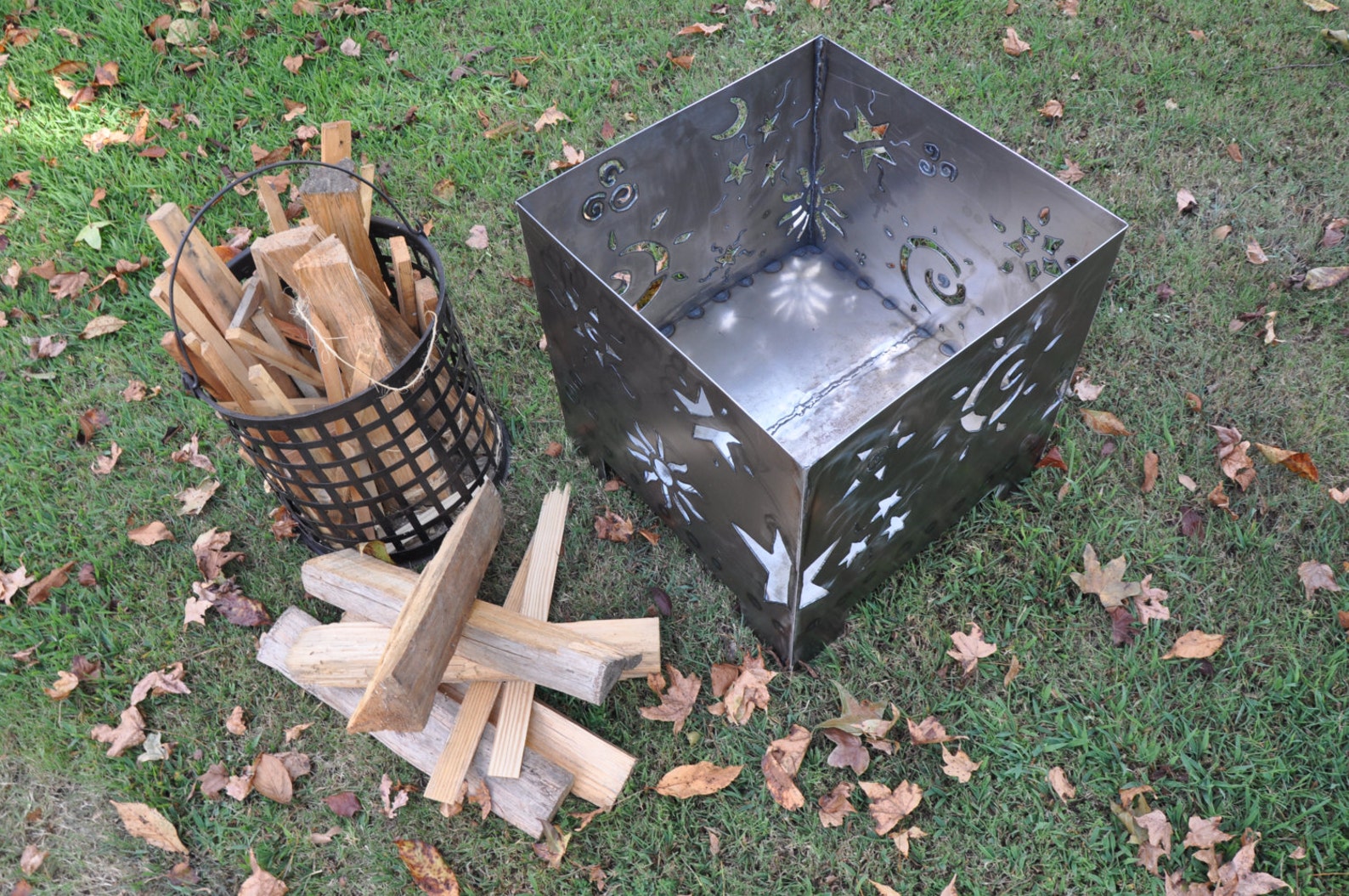 Stars and Moons Square Fire Pit - Etsy