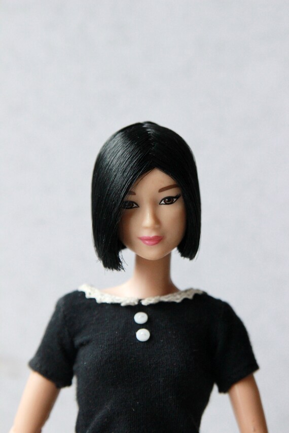 Black Short Wig For Barbie Doll 4 Inch Etsy