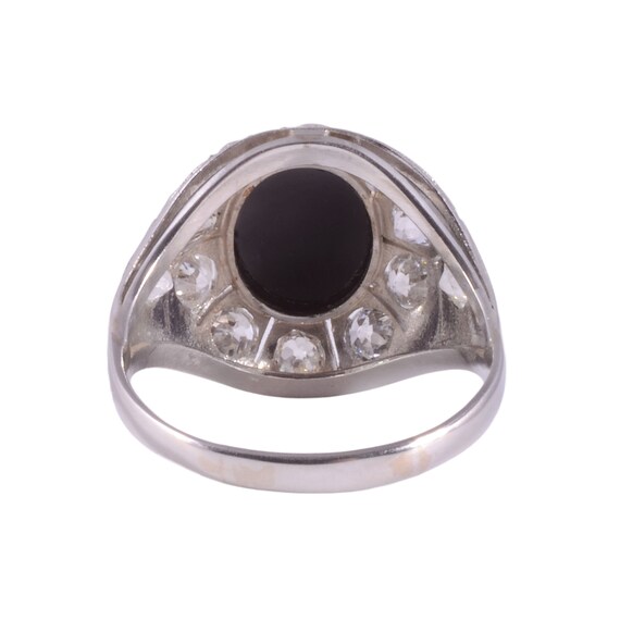 Art Deco Onyx & Diamond Platinum Ring - image 3