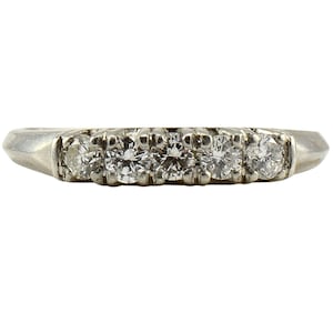 Vintage Platinum Five Diamond Ring