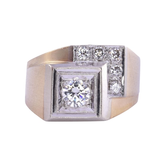Diamond Mens Ring with Offset Square Design - image 1