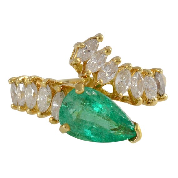 1.50 Carat Emerald Ring with Marquise Diamonds