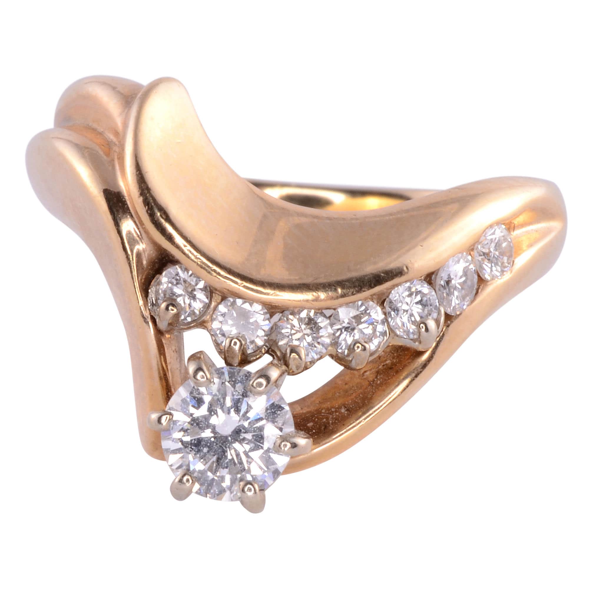 Anillo De Oro Amarillo 9 Quilates Con Diamantes - 5 Diamantes 0.135 Ct, Talla EU 38 (Francés 59)