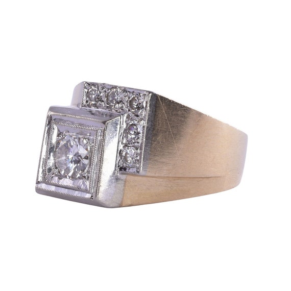 Diamond Mens Ring with Offset Square Design - image 2