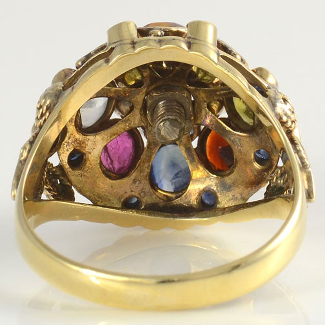 Vintage 1960s 18K Gold Multi Gemstone Thai Princess Ring Etsy