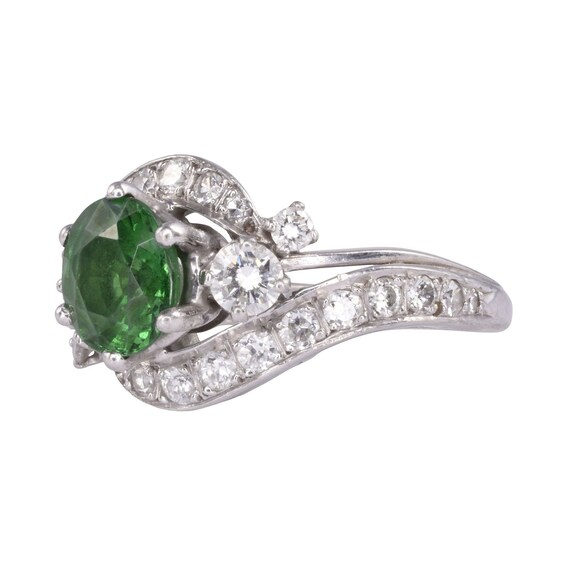 Very Fine Quality Tsavorite Diamond Platinum Ring - image 2