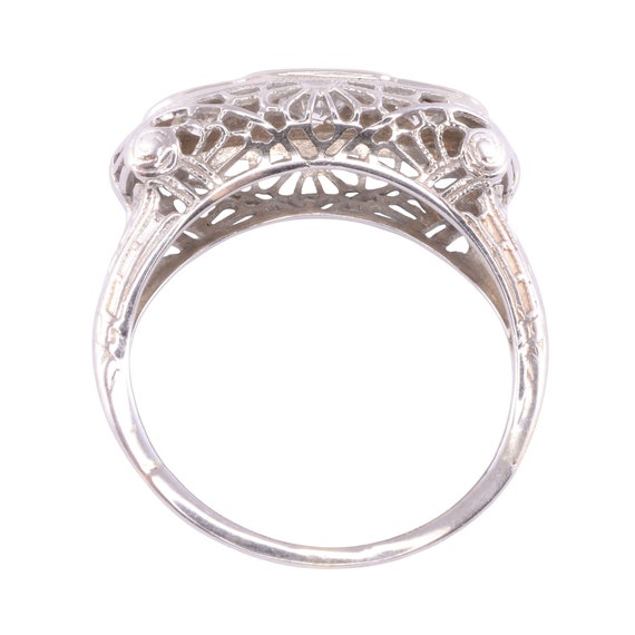 Edwardian Three Diamond Filigree Ring - image 4