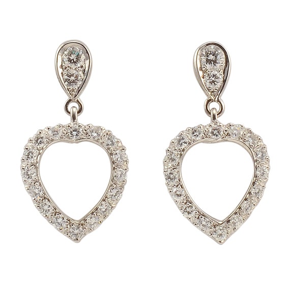 Heart Shaped Diamond Earrings - image 1