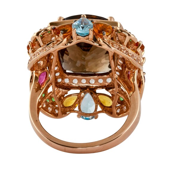 Smokey Quartz Ring with Multi Gem Surround - image 3