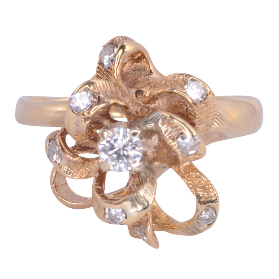 Diamond Rings With Ribbons Ribbon Design Diamond Ring - Size 8.75 - Etsy