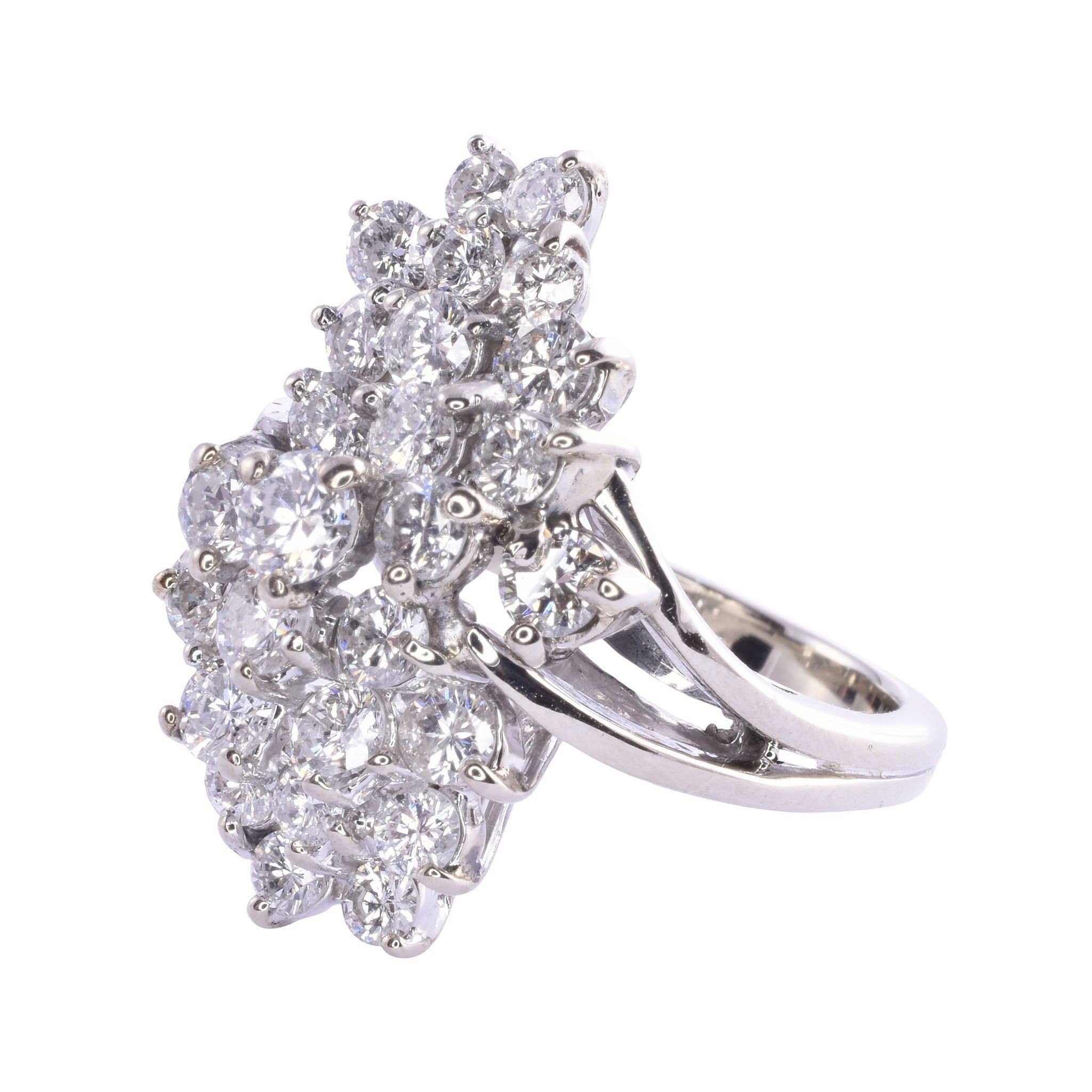 Waterfall Diamond Cluster Ring Etsy UK