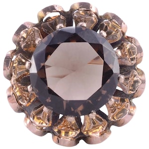 Round Smoky Quartz 14KY Ring