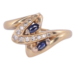 Marquise Sapphire & Diamond Ring - Size 8.25