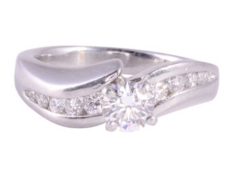 VS1 .69 Carat Center Diamond Platinum Engagement Ring - Estate Engagement Ring