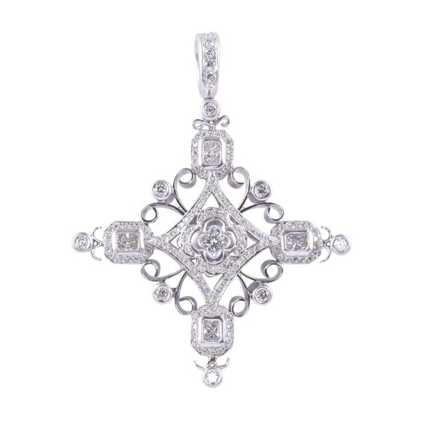 Michael Beaudry Signed Handmade Platinum Diamond Maltese Cross Pendant