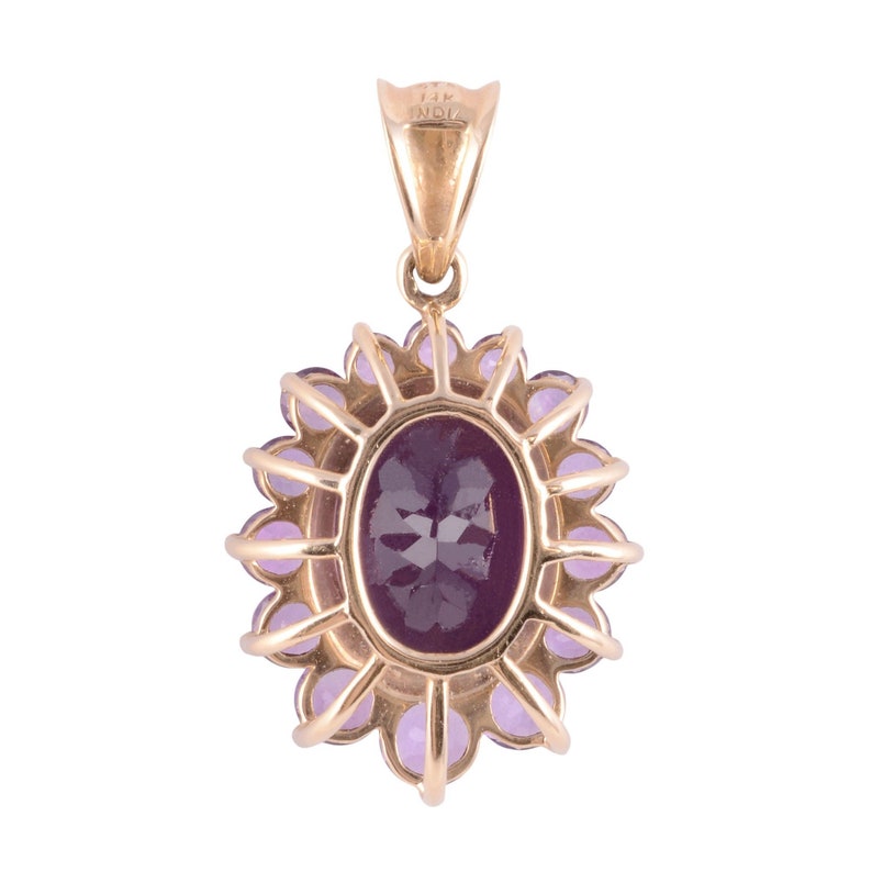 Oval Amethyst Pendant with Amethyst Surround image 4