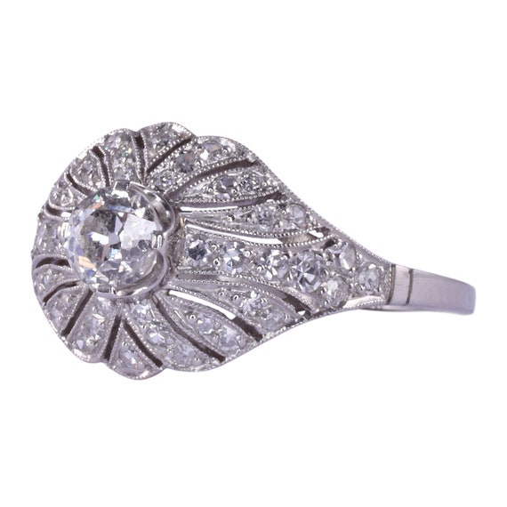 Diamond Filigree Platinum Ring - image 2