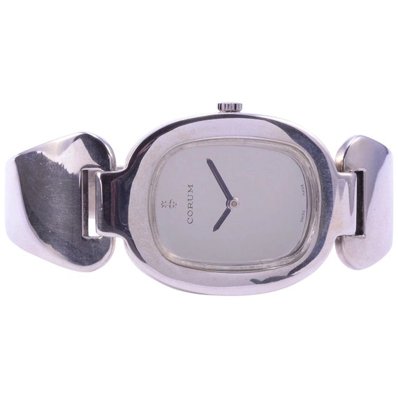 Rare Corum Sterling Silver Cuff Wrist Watch - image 1