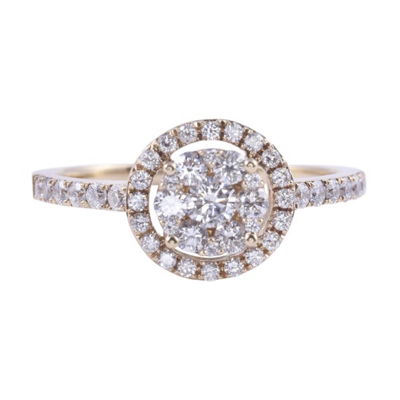 Vivid Halo Diamond 18K Engagement Ring - image 1