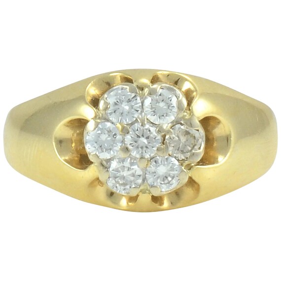 0.85 CTW Diamond Cluster Yellow Gold Ring - image 1