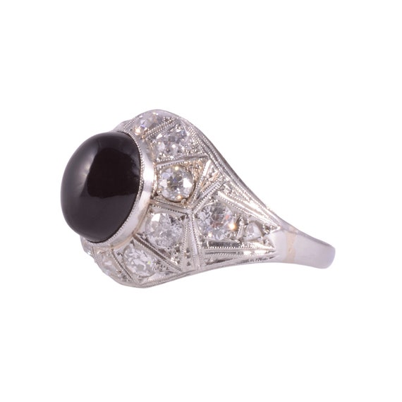 Art Deco Onyx & Diamond Platinum Ring - image 2