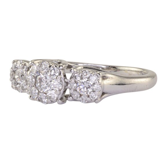 0.85 CTW Diamond 18K White Gold Ring - Size 5 - image 2