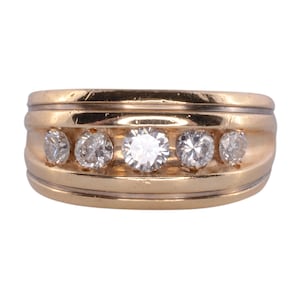 Five Diamond Mens Wedding Ring - Size 9